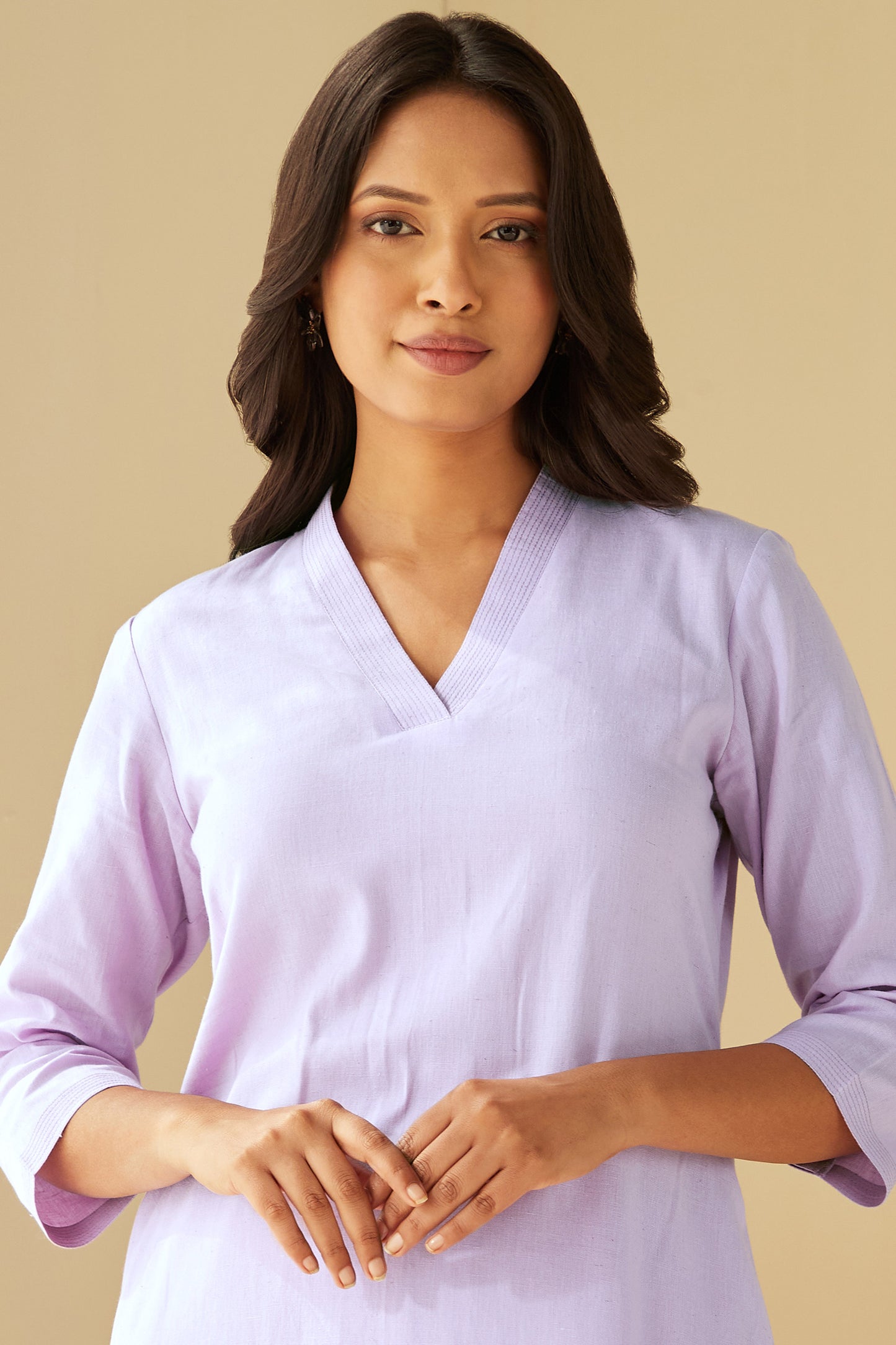 BHAYLI'S LAVENDER MIST COTTON FLAX KURTA