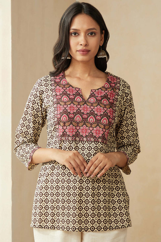 BHAYLI'S IVORY BLOSSOM SANGANERI TOP