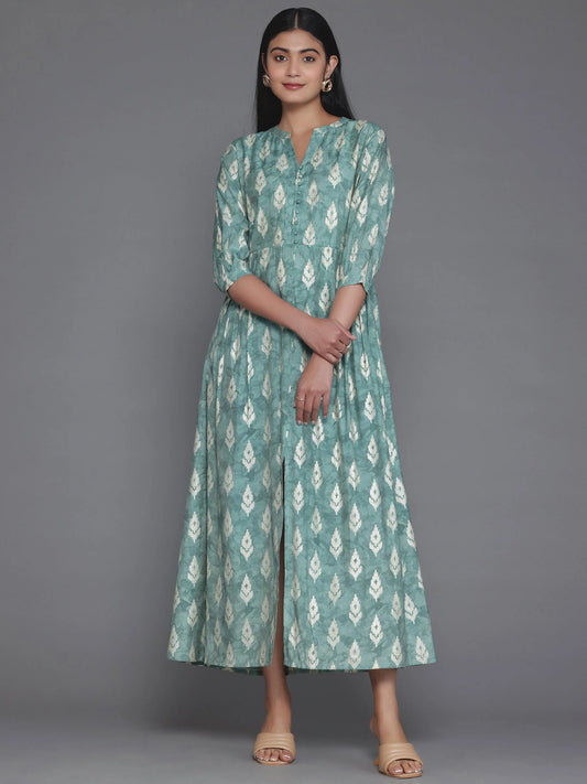 BHAYLI'S EMERALD BLOSSOM SILK DRESS