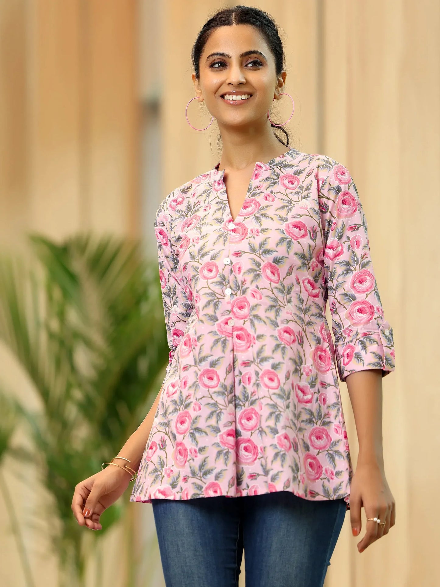 BHAYLI'S BLUSH BLOSSOM A-LINE KURTI