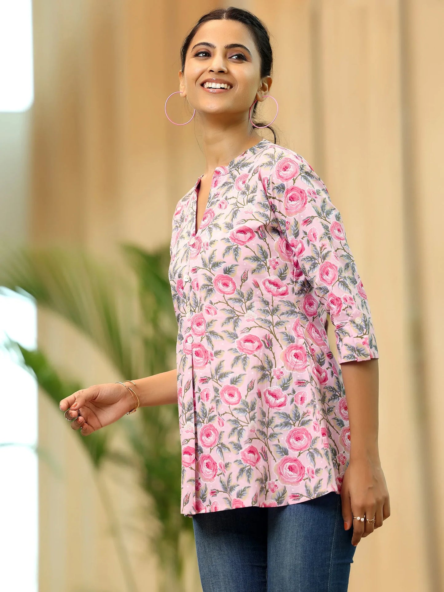 BHAYLI'S BLUSH BLOSSOM A-LINE KURTI