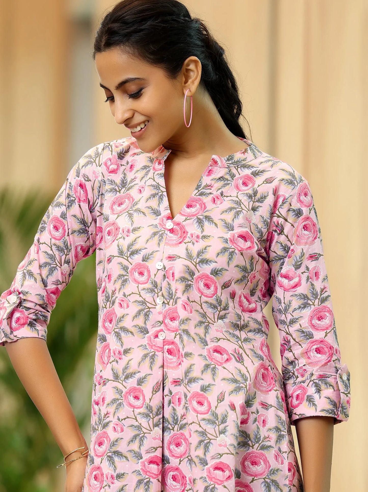 BHAYLI'S BLUSH BLOSSOM A-LINE KURTI