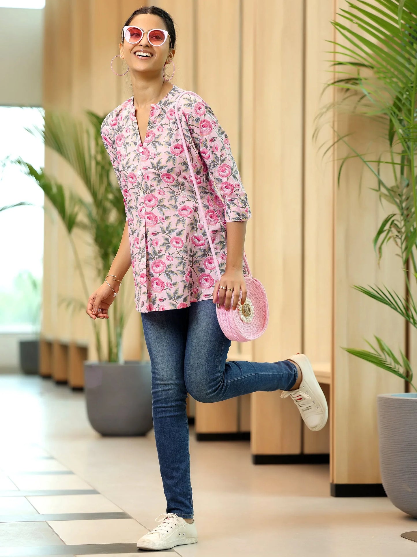 BHAYLI'S BLUSH BLOSSOM A-LINE KURTI