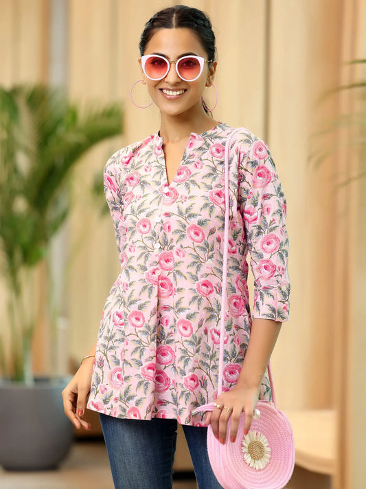 BHAYLI'S BLUSH BLOSSOM A-LINE KURTI