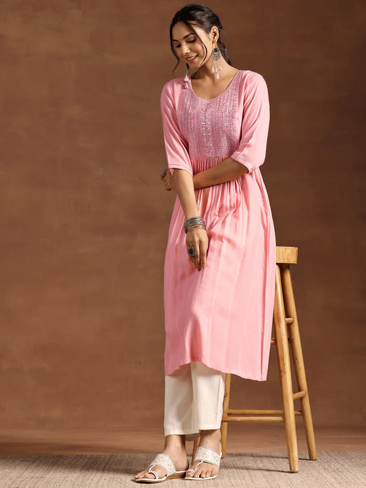 BHAYLI'S PEACH SERENADE ANARKALI KURTA