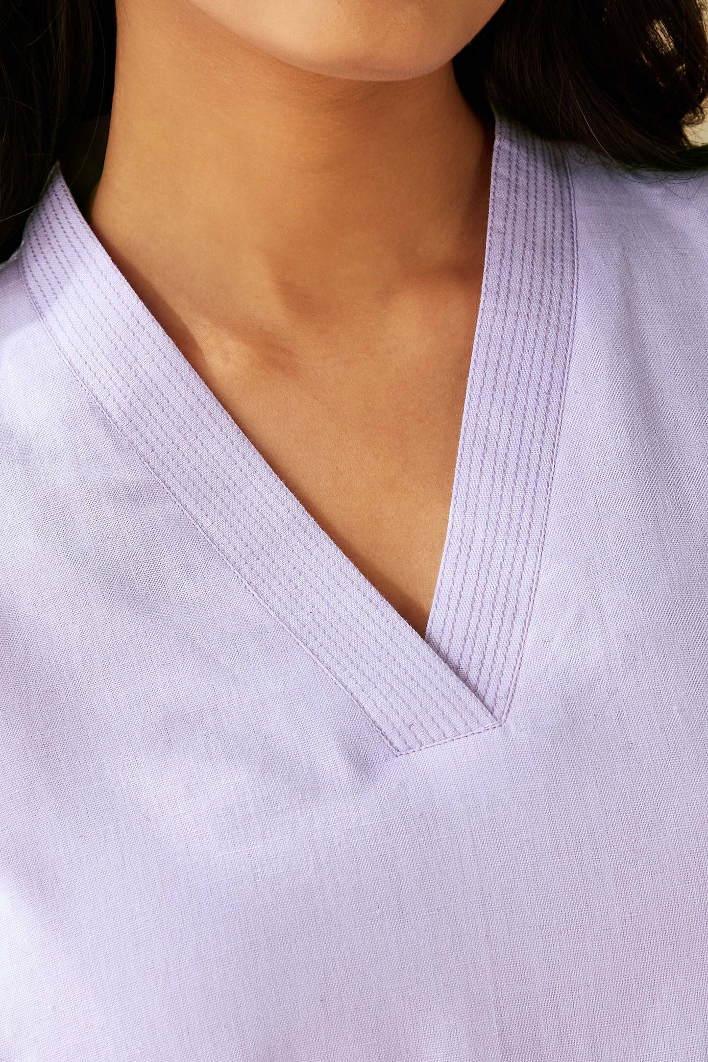 BHAYLI'S LAVENDER MIST COTTON FLAX KURTA