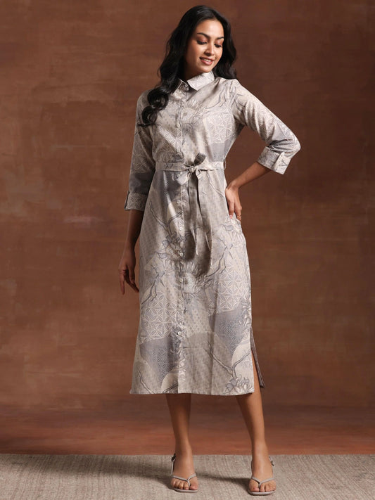 BHAYLI'S LINEN OFF-WHITE DRESS