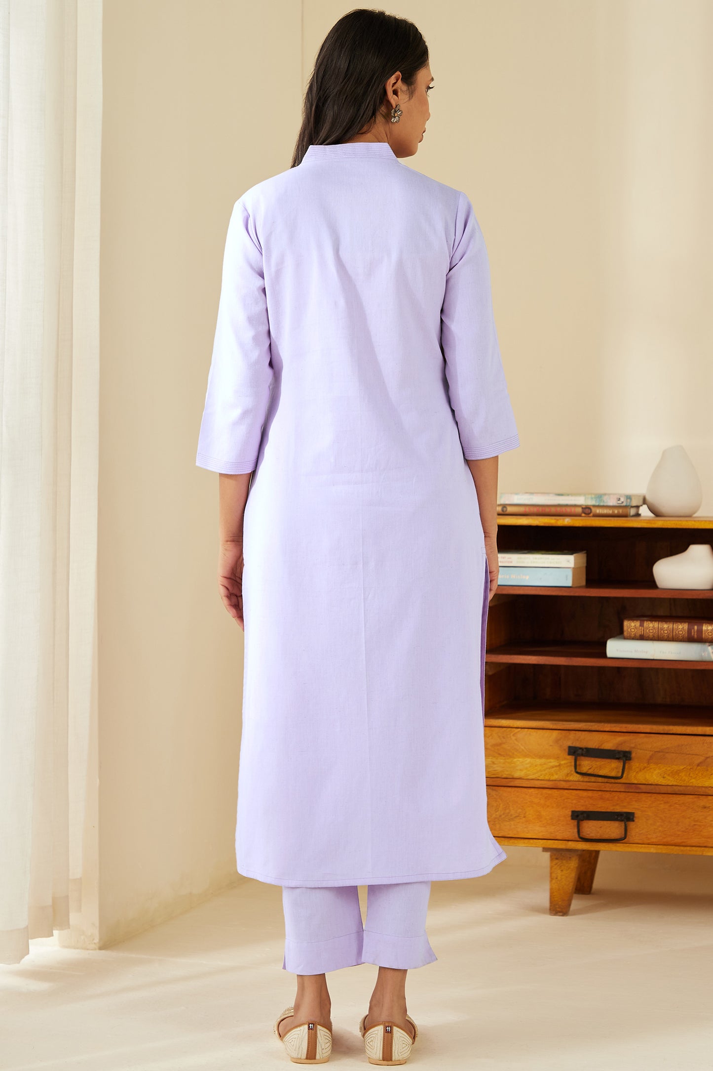 BHAYLI'S LAVENDER MIST COTTON FLAX KURTA