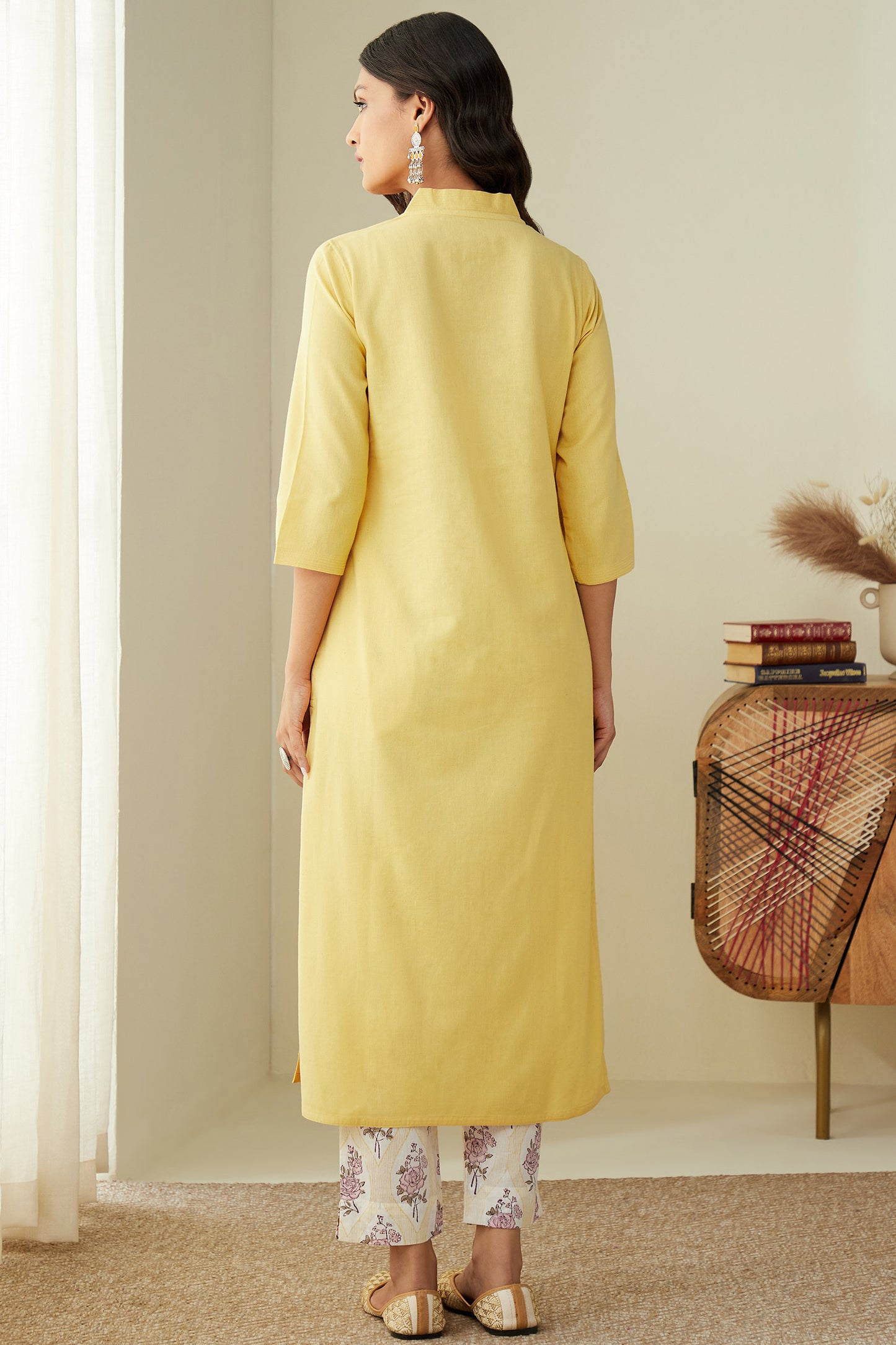 BHAYLI'S SUNLIT BREEZE COTTON FLAX KURTA