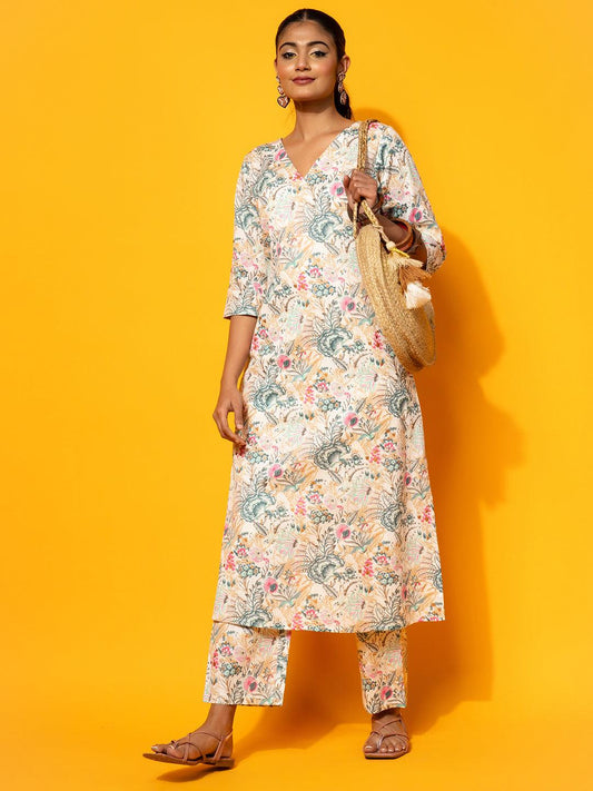 BHAYLI'S IVORY BLOOM COTTON ENSEMBLE