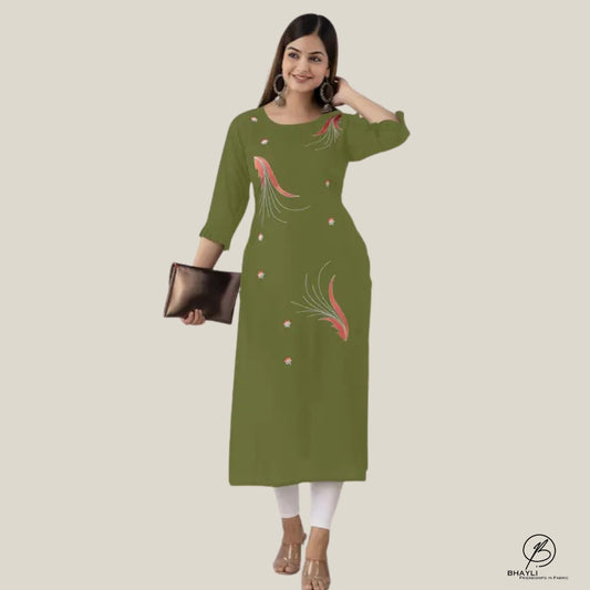 Bhayli's Green Ethnic Rayon Kurti